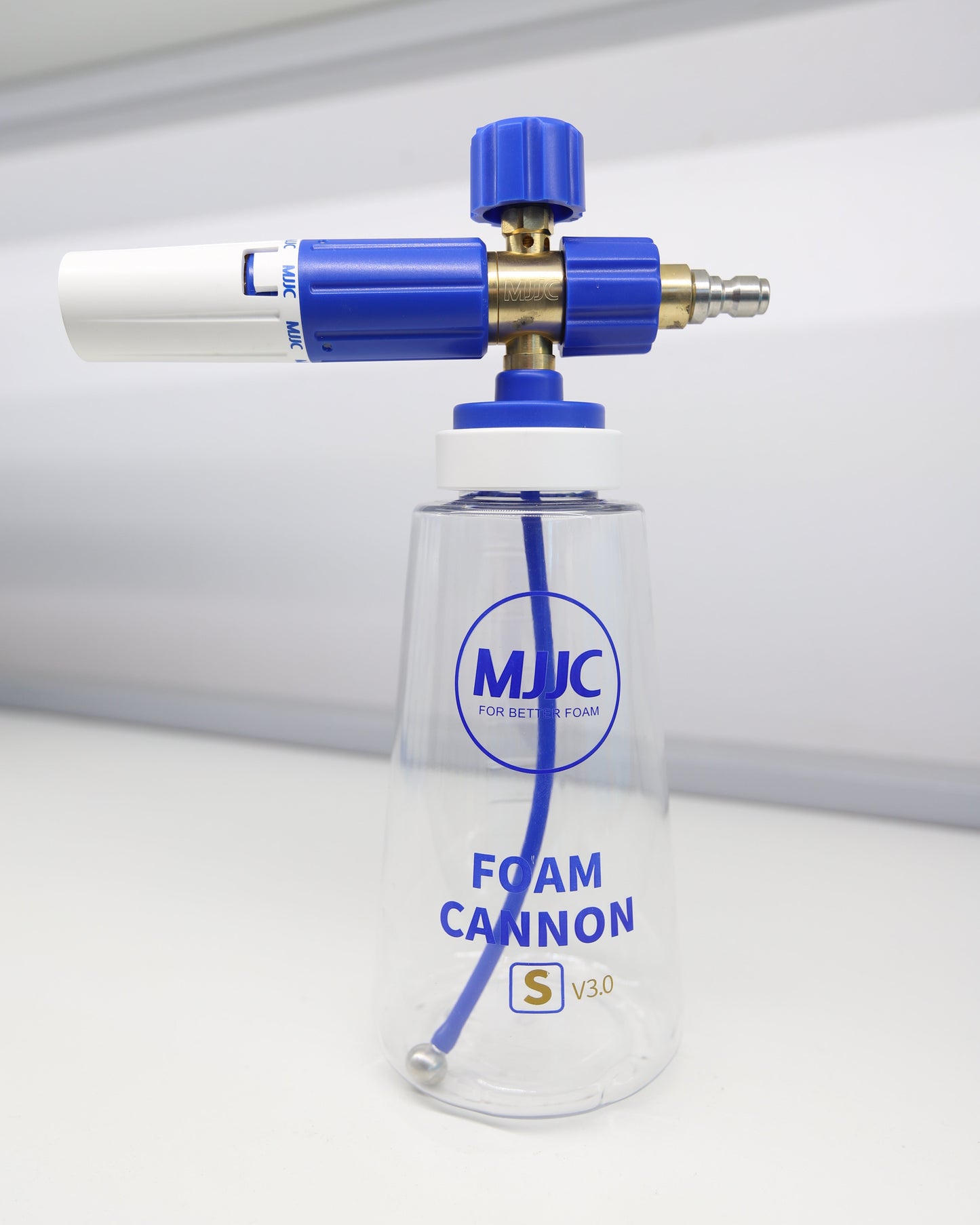 Foam cannon with MJC branding on a white background
