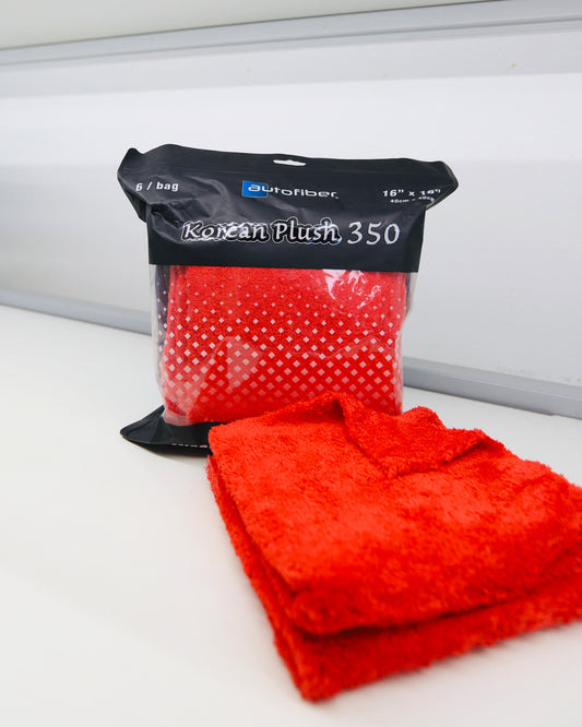 AutoFiber Korean Plush 350 Red 6 Pack | Premium Microfiber Detailing Towels